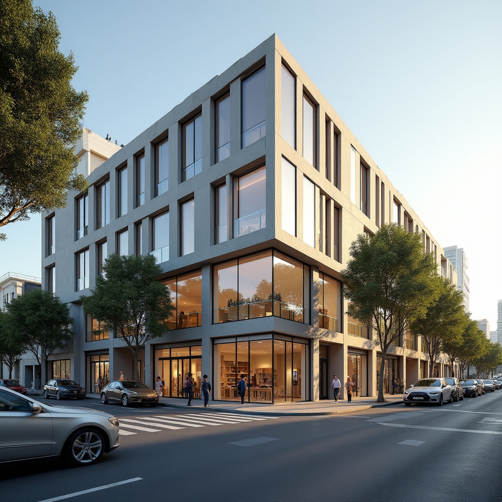 Commercial mixed-use property development in a Chilean city with retail ground floor and office levels above